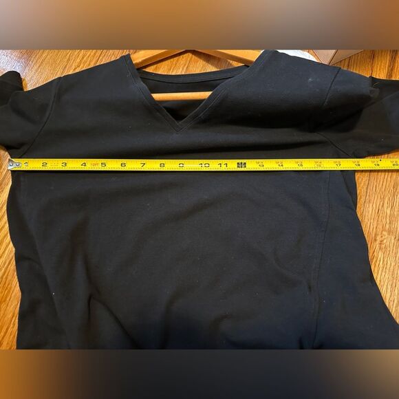 Eileen Fisher Jersey Cotton Black V-Neck Short Sleeve Pocket Dress XS - Picture 8 of 8